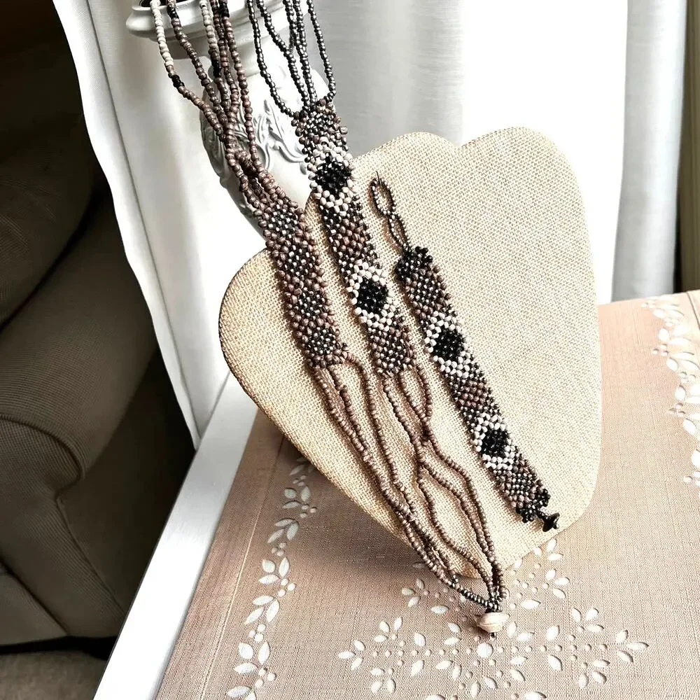 NWOT Real Simple Style Safari Tribal Beaded Bracelet & Necklace Matching Set